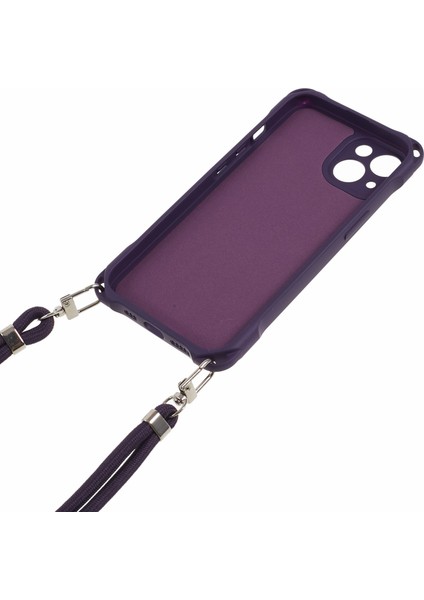 iPhone14 Plus Içintelefon Kapağı Artı Dört Köşe Kalınlaştırılmış Anti-Damla Tpu Arka Kasa Asılı Ip-Dark Mor ile (Yurt Dışından)