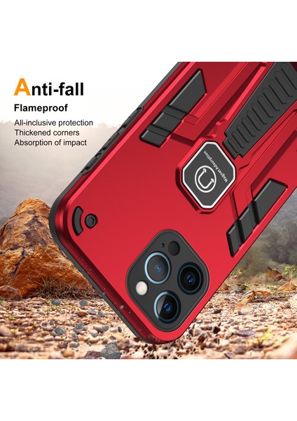iPhone12 Pro Kickstand Telefon Kasası Için Manyetik Araç Montaj Kırmızısı (Yurt Dışından) modelleri