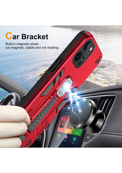iPhone12 Pro Kickstand Telefon Kasası Için Manyetik Araç Montaj Kırmızısı (Yurt Dışından) fırsatları