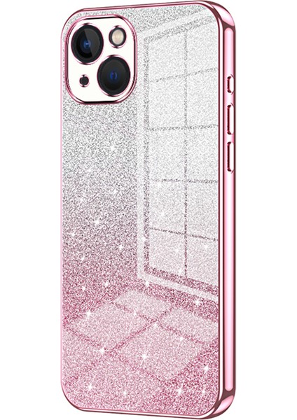 iPhone13 Cep Telefonu Kılıfı Için Gradyan Pırıltılı Kesin Kesim Tpu Koruyucu Kapak Pembe (Yurt Dışından)