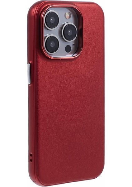 iPhone14 Pro Max Magnetic Telefon Kılıfı Pu Deri Kaplamalı Pc+Tpu Damla Koruma Kapak-Kırmızı (Yurt Dışından)