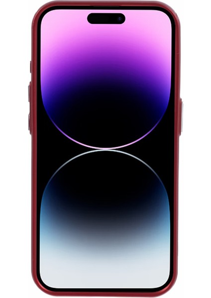 iPhone14 Pro Max Magnetic Telefon Kılıfı Pu Deri Kaplamalı Pc+Tpu Damla Koruma Kapak-Kırmızı (Yurt Dışından)