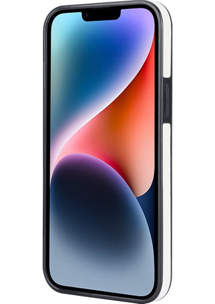 iPhone14 Plus Içincep Telefonu Vaka Deseni Şok Geçirmez Pu+Tpu Bilekliği Kapak-Beyaz (Yurt Dışından)