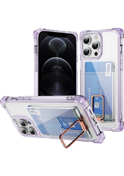 iPhone12 Pro Max Clear Case Telefon Kapak Kartı Slot-Tesparent Mor Için Ysm Takviyeli Köşeler Serisi (Yurt Dışından)