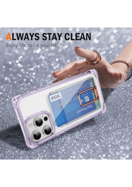 iPhone12 Pro Max Clear Case Telefon Kapak Kartı Slot-Tesparent Mor Için Ysm Takviyeli Köşeler Serisi (Yurt Dışından)