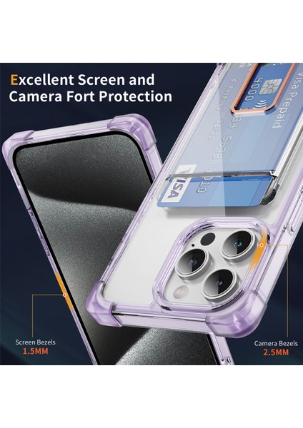 iPhone12 Pro Max Clear Case Telefon Kapak Kartı Slot-Tesparent Mor Için Ysm Takviyeli Köşeler Serisi (Yurt Dışından)