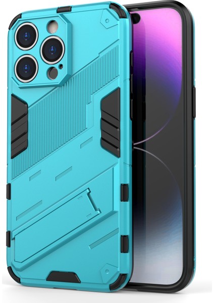 iPhone15 Pro Için Anti-Cratch Pc+Tpu Back Cover Toz Geçirmez Kickstand Telefon Vaka Baby Blue (Yurt Dışından)