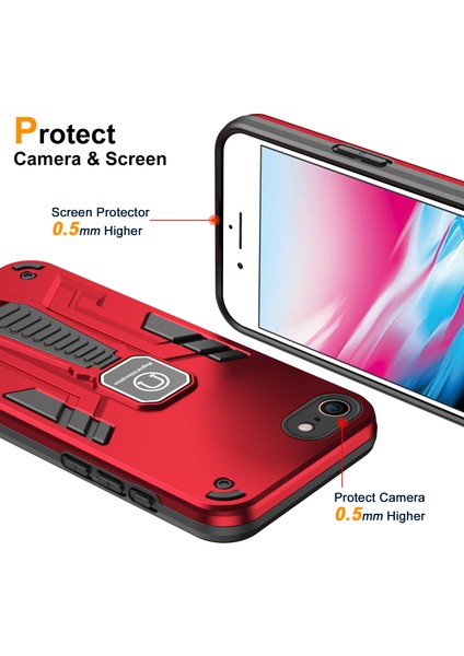 iPhone7/8 Için Telefon Kasası Koruyucu Kapak, Arka Kickstand-Kırmızı ile (Yurt Dışından) indirimleri