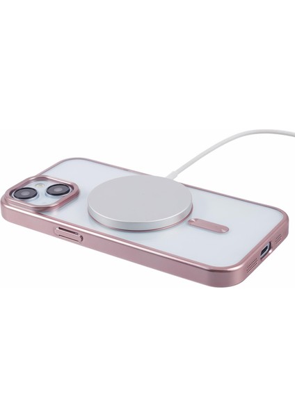iPhone14 Plus Case Elektrokaplama Mat Manyetik Tpu Kapağı Magsafe-Pink ile Uyumlu (Yurt Dışından)
