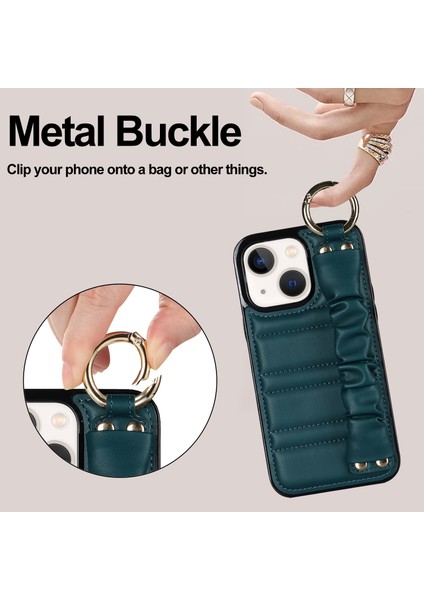 iPhone13 Mini Kapak Yüzüğü Kickstand Pu Deri+Tpu Cep Telefonu Kılıfları Yeşil (Yurt Dışından)