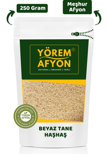 Yörem Afyon Meşhur Afyonkarahisar Glütensiz Yeni Mahsul Kavrulmamış Çiğ Beyaz Tane Haşhaş | 250gr.