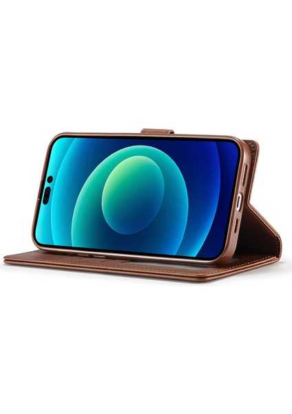 iPhone15 Pro Max Cüzdan Kılıf Buzağı Dokusu Katlanabilir Stand Pu Deri Flip Kapak Kılıfı (Yurt Dışından)