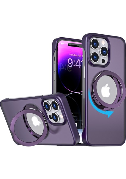 iPhone14 Pro Case Magnetic Tpu+Akrilik Telefon Geri Kabuğu Metal Braket-Sergi ile (Yurt Dışından)