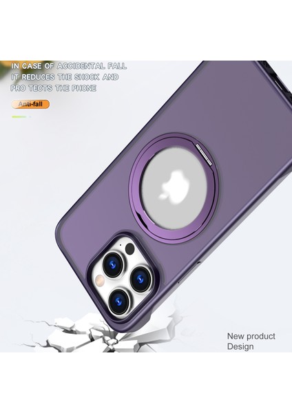 iPhone14 Pro Case Magnetic Tpu+Akrilik Telefon Geri Kabuğu Metal Braket-Sergi ile (Yurt Dışından) modelleri