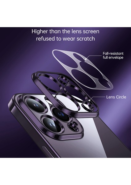 iPhone15 Pro Max Kazşeme Geçirmez Elektrokaplatma Düz Kenar Net Telefon Kılıfı Tpu Cover-Dark Mavi (Yurt Dışından)
