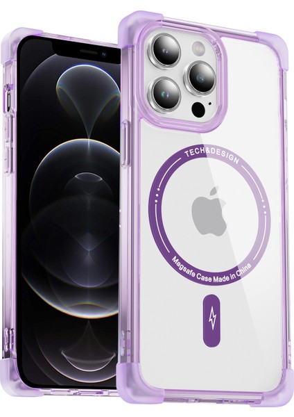 iPhone12 Pro Max 6.7 Inç Kasa Tpu+Akrilik Telefon Kapağı Magsafe-Tövbe Mor ile Uyumlu Ysm Takviyeli Köşeler Serisi (Yurt Dışından)
