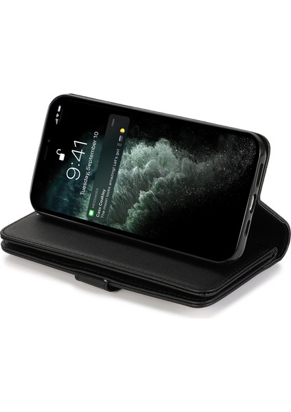 iPhone12/12 Pro Kılıf Glitter Powder Fermuar Cep 9 Kart Tutucu Deri Kapak Black (Yurt Dışından)