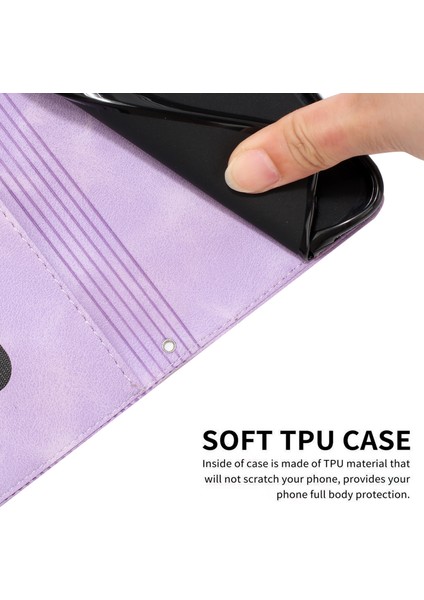 iPhone12/iPhone12 Pro 6.1 Inç Pu Deri Stand Telefon Kılıf Üçgeni Strap-Purple ile Baskılı Cüzdan Kapağı (Yurt Dışından)