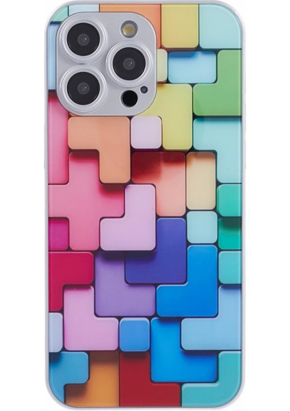 iPhone13 Pro Max Telefon Kılıfı Için Düz 3D Kare Desen Cam Kapak Silver (Yurt Dışından) fiyatları