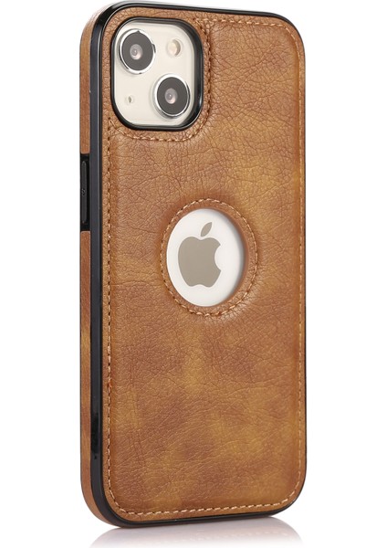 iPhone13 6.1 Inç Cep Telefonu Kasası Logo Tasarımı Tpu+Pu Deri Şok Geçirmez Arka Kapak Kahverengi (Yurt Dışından) fiyatları