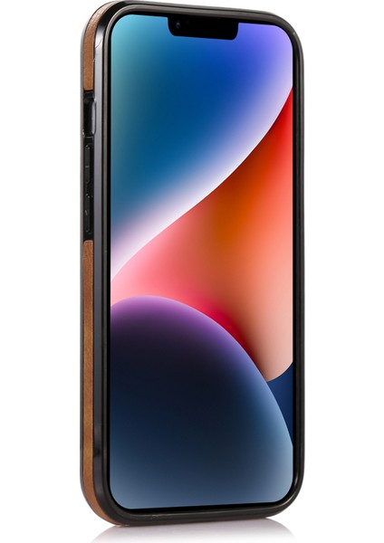 iPhone13 6.1 Inç Cep Telefonu Kasası Logo Tasarımı Tpu+Pu Deri Şok Geçirmez Arka Kapak Kahverengi (Yurt Dışından) modelleri