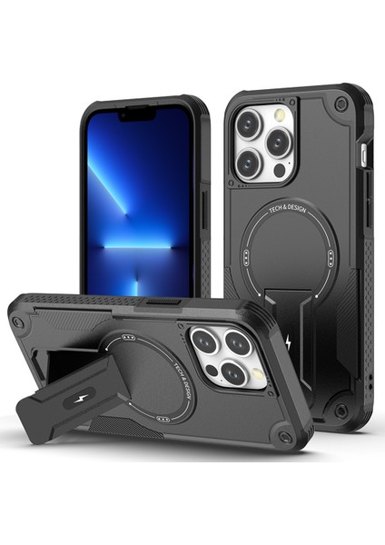 iPhone12 Pro Max 6.7 Inç/13 Pro Max 6.7 Inç Kasa Tpu+Pc Telefon Geri Kabuk Magsafe-Black ile Uyumlu (Yurt Dışından)