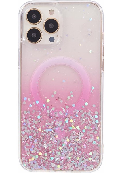 Magsafe Sparkle Epoxy Tpu+Akrilik Telefon Kapak Pembe ile Uyumlu iPhone14 Pro Slim Case Için Jtw Serisi (Yurt Dışından)