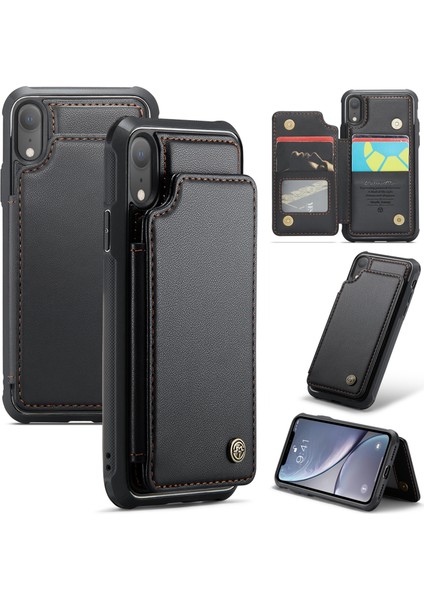 iPhoneXr Için 6.1 Inç Kasa Rfıd Engelleme Litchi Doku Deri Telefon Kapak Black (Yurt Dışından)