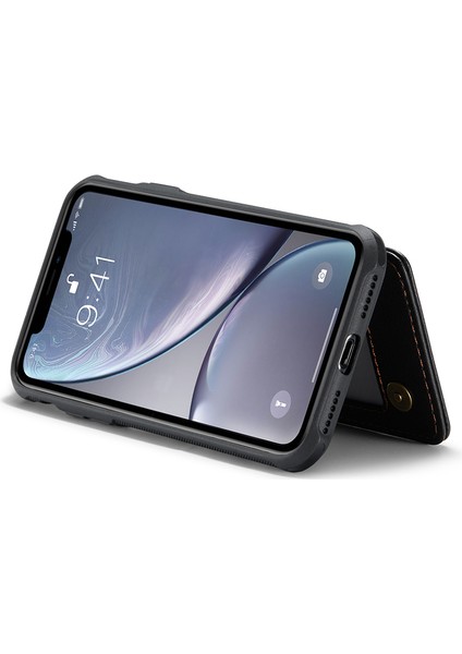 iPhoneXr Için 6.1 Inç Kasa Rfıd Engelleme Litchi Doku Deri Telefon Kapak Black (Yurt Dışından)