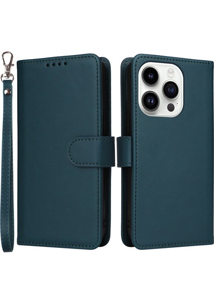 iPhone14 Pro Case Söndürülebilir 2-1 Arada Pu Deri Folio Flip Shell-Blue Için (Yurt Dışından)