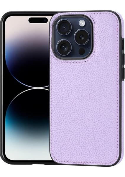 iPhone14 Pro Kasa Için Iyi Korunmuş Pu Deri Kaplamalı Tpu Telefon Kapak Morası (Yurt Dışından)