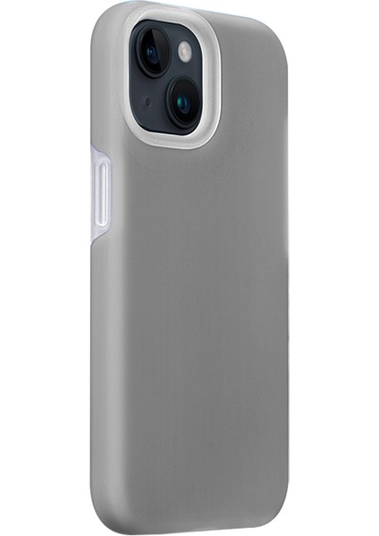 iPhone15 Plus Dayanıklı Mikrofiber Astar Telefon Kılıfı Sıvı Silikon+Pc Geri Kapak Grey (Yurt Dışından)
