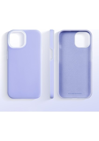 iPhone15 Plus Dayanıklı Mikrofiber Astar Telefon Kılıfı Sıvı Silikon+Pc Geri Kapak Grey (Yurt Dışından)