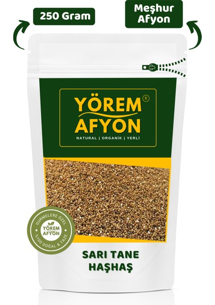 Yörem Afyon Meşhur Afyonkarahisar Glütensiz Yeni Mahsul Kavrulmamış Çiğ Sarı Tane Haşhaş | 250gr.