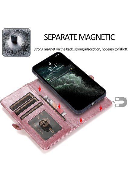 iPhone13 Pro 6.1 Inç Çıkarılabilir 2-1 Arada Tpu+Pu Deri Flip Kapak Cüzdan Telefon Kılıf Kılıfı Altın (Yurt Dışından)