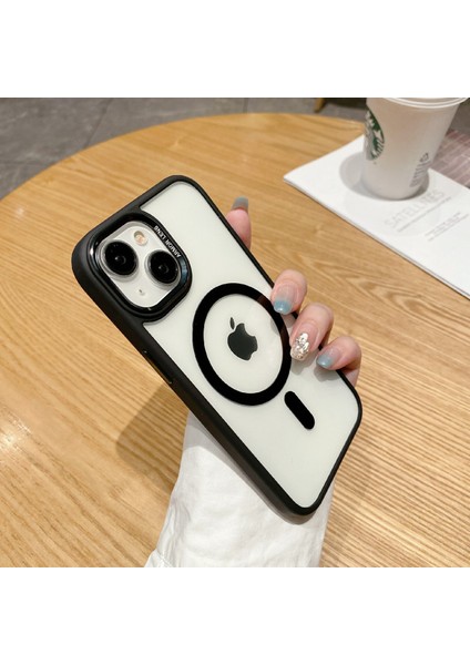 Magsafe-Black ile Uyumlu iPhone14 Plus Içinyumuşak Tpu+Sert Pc Telefon Kapağı (Yurt Dışından)