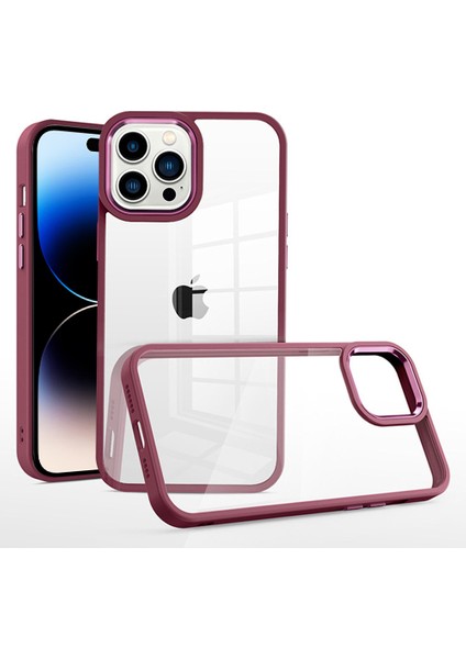 iPhone14 Pro Max Için Ince Telefon Kılıfı Alüminyum Alaşımlı Kamera Objektifi ile Tpu+Pc Kapak Çerçeve Koriyer Mor (Yurt Dışından)