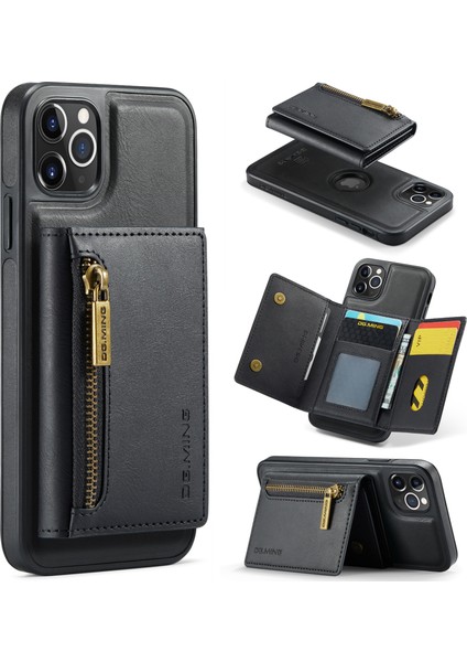 iPhone11 Pro Max Deri Kılıf Söndürülebilir Manyetik Cüzdan Black Için (Yurt Dışından)