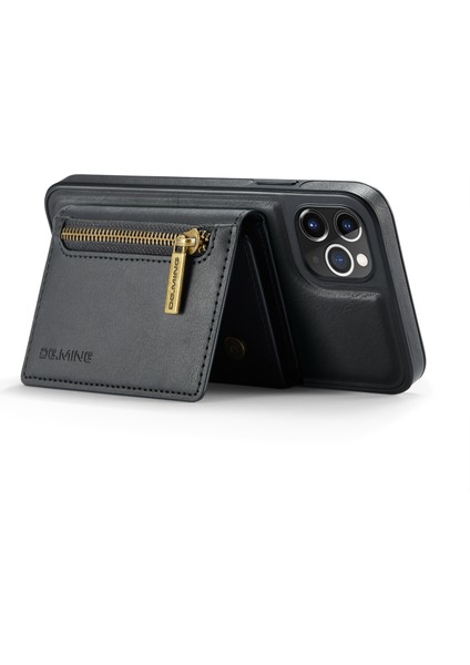 iPhone11 Pro Max Deri Kılıf Söndürülebilir Manyetik Cüzdan Black Için (Yurt Dışından)