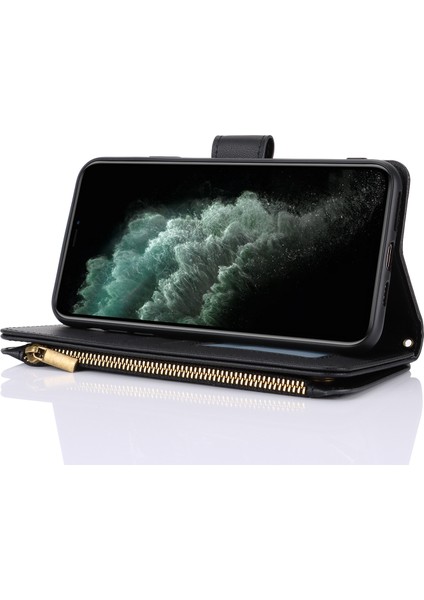 iPhone11 Pro Max Case Rfıd Birden Çok Kart Yuvası Engelleme Pu Deri Telefon Kapak Black (Yurt Dışından)