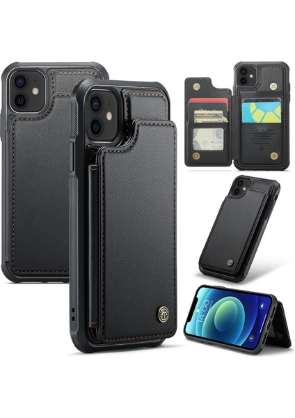 iPhone12/12 Pro Case Rfıd Için 4 Kart Yuvası Black ile Telefon Kapağı (Yurt Dışından)