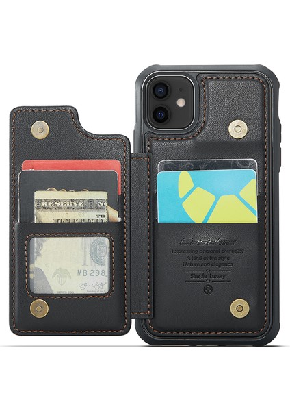 iPhone12/12 Pro Case Rfıd Için 4 Kart Yuvası Black ile Telefon Kapağı (Yurt Dışından)