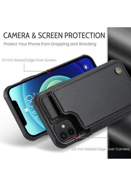 iPhone12/12 Pro Case Rfıd Için 4 Kart Yuvası Black ile Telefon Kapağı (Yurt Dışından)