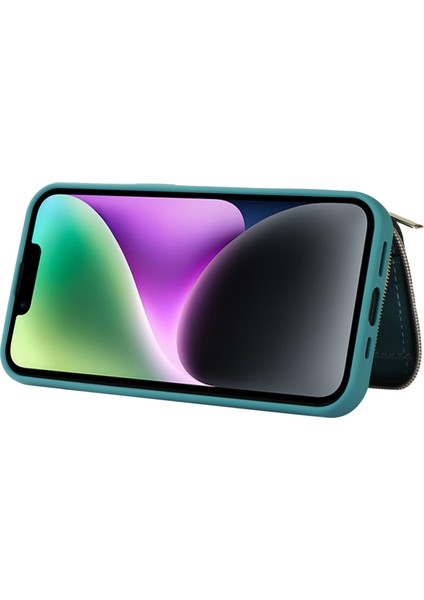 iPhone14 Plus Içincep Telefonu Koruma Kabuğu Artı Fermuarlı Cüzdan Kapağı Kickstand Pu Deri+Tpu Vaka Yeşili (Yurt Dışından) indirimleri