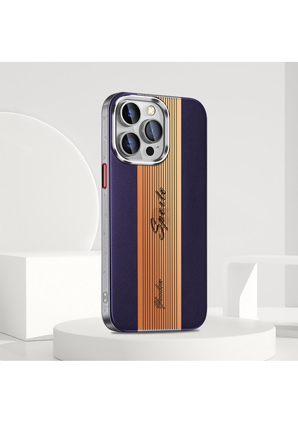iPhone13 Pro Max Pu Deri Kaplamalı Tpu Kapak Kabuğu Lazer Gradyan Tasarımı Cep Telefonu Kılıf Vaka Doğru (Yurt Dışından)