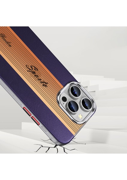 iPhone13 Pro Max Pu Deri Kaplamalı Tpu Kapak Kabuğu Lazer Gradyan Tasarımı Cep Telefonu Kılıf Vaka Doğru (Yurt Dışından)