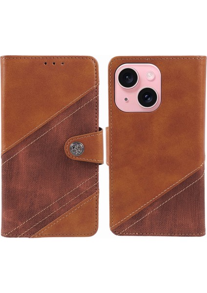 iPhone15 Plus Için Pu Deri Telefon Kapağı Plus Cüzdan-Brown ile Vaka Şok Geçirmez Telefon Kılıfı (Yurt Dışından)