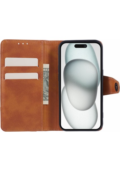 iPhone15 Plus Için Pu Deri Telefon Kapağı Plus Cüzdan-Brown ile Vaka Şok Geçirmez Telefon Kılıfı (Yurt Dışından)