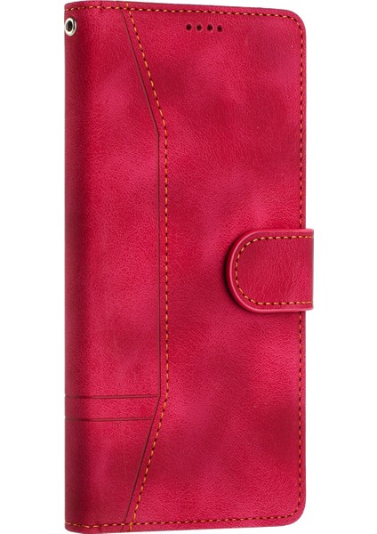 iPhone11 Pro Max Için Retro Deri Telefon Kılıf Hatları Dingi Flip Cüzdan Standı Kapak Kırmızısı (Yurt Dışından)