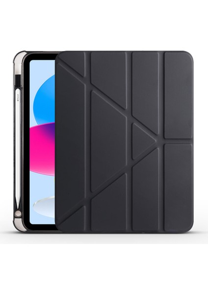 Apple iPad 10. Nesil 10.9 Inç 2022 Kılıf Kalem Bölmeli Silikon Smart Cover Tablet Kılıfı